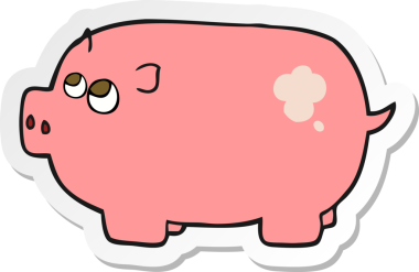 Bir insan tarafından çizilmiş domuz kumbarasının çıkartması.