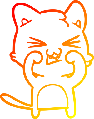 Bir insan tarafından çizilmiş çizgi film kedisinin sıcak çizgi çizimi