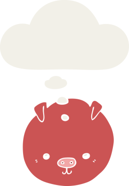 Düşünce baloncuklu çizgi film domuzu insan tarafından çizilmiş.