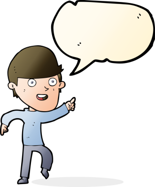 Bir insan tarafından çizilmiş konuşma balonlu mutlu adam çizgi filmi.