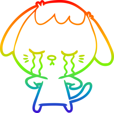 gökkuşağı gradyan çizgi çizimi bir insan tarafından çizilmiş ağlayan bir köpek