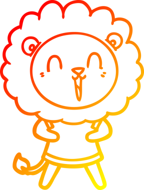 Bir insan tarafından çizilmiş gülen aslan karikatürü.