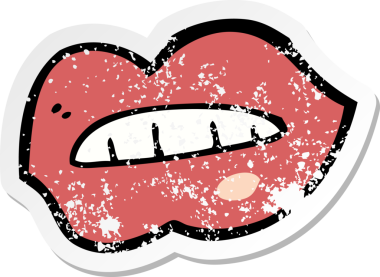 Bir insan tarafından çizilmiş karikatür dudakların gerilmiş yapıştırması.