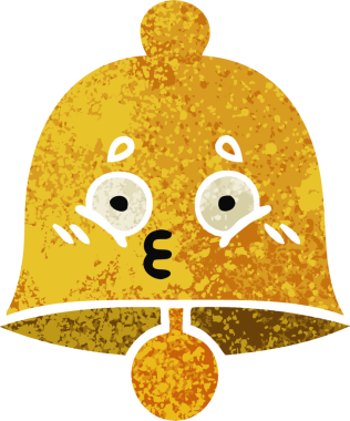 Bir insan tarafından çizilmiş bir çanın retro çizim tarzı karikatürü