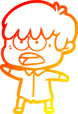 Bir insan tarafından çizilmiş endişeli bir çizgi film çocuğu çizimi.