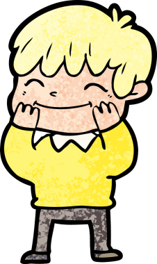 Bir insan tarafından çizilmiş mutlu çocuk çizgi filmi.