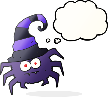 Serbest çizim düşünce baloncuğu cadılar bayramı örümceği bir insan tarafından çizildi