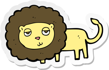 Bir insan tarafından çizilmiş karikatür aslanının çıkartması.