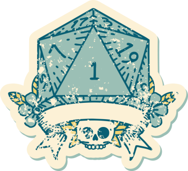 Retro Dövme Biçimi Doğal Bir d20 zar bir insan tarafından çizildi