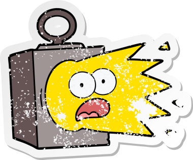 Bir insan tarafından çizilmiş karikatür endüstriyel lambasının sıkıntılı çıkartması.