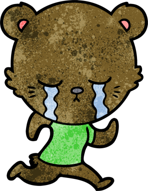 Bir insan tarafından çizilmiş ağlayan çizgi film ayısı.