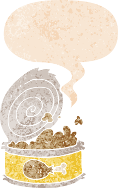 Bir insan tarafından çizilmiş grunge dertli retro desenli konserve yiyecek konservesi.