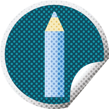 Bir insan tarafından çizilmiş mavi renkli kalem grafik vektör çizim dairesel etiketi