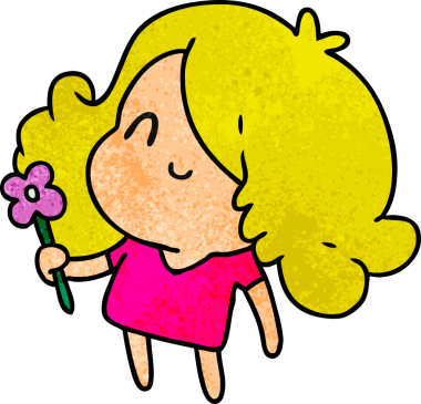 Bir insan tarafından çizilmiş sevimli bir kawai kızının desenli çizimi.