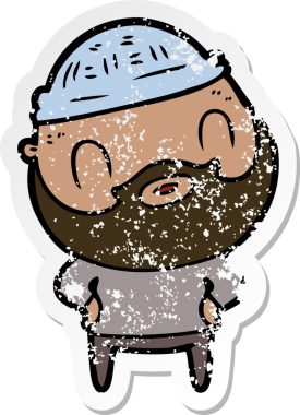 Bir insan tarafından çizilmiş sakallı bir adamın sıkıntılı çıkartması.