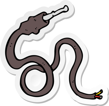 Bir insan tarafından çizilmiş karikatür elektrik kablosu çıkartması.