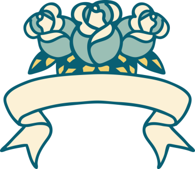 Bir insan tarafından çizilmiş bir buket çiçekli geleneksel dövme.