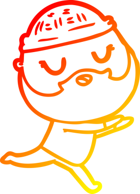 Bir insan tarafından çizilmiş sakallı bir çizgi film karakteri.