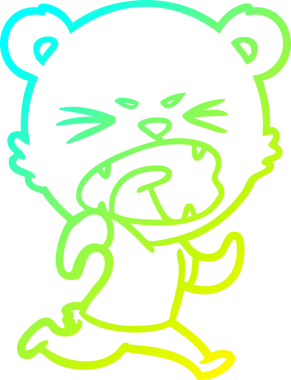 Bir insan tarafından çizilen kızgın çizgi film ayısının soğuk gradyan çizimi