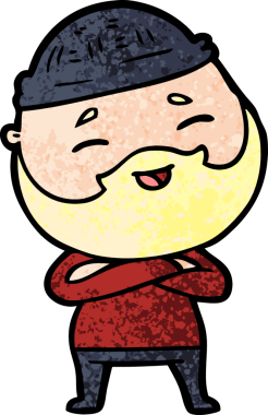 Bir insan tarafından çizilmiş mutlu sakallı bir adam.