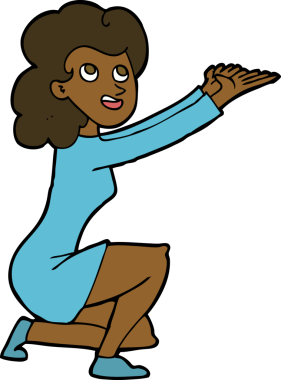 bir insan tarafından çizilmiş çizgi film kadın sunum jesti