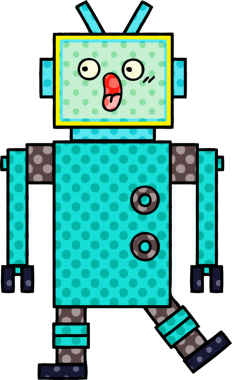 bir insan tarafından çizilmiş bir robotun çizgi roman tarzı