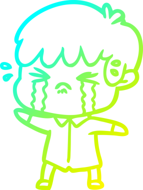 Bir insan tarafından çizilmiş ağlayan çizgi film çocuğu çizimi.