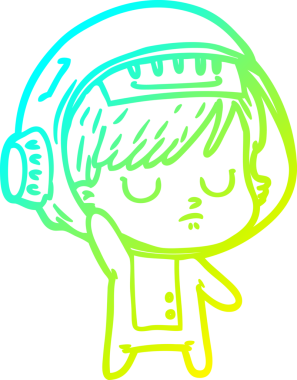 Bir insan tarafından çizilmiş soğuk gradyan çizgili astronot kadın çizimi.