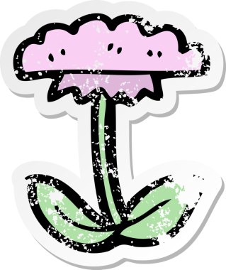 Bir insan tarafından çizilmiş karikatür çiçek sembolünün gerilimli yapıştırması