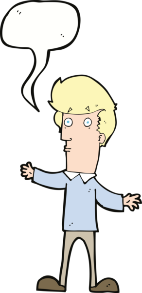 Bir insan tarafından çizilmiş konuşma baloncuğu olan ürkmüş bir adam.