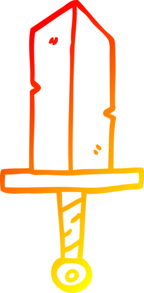 Bir insan tarafından çizilmiş altın bir hançerin sıcak çizgi çizgisi.