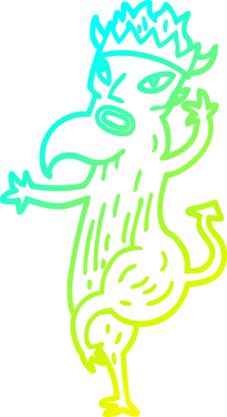 Bir insan tarafından çizilen çizgi film şeytanının soğuk gradyan çizgisi