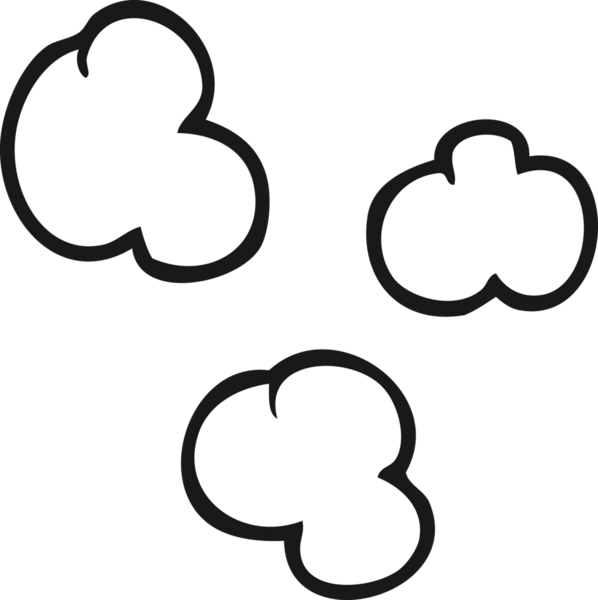 Bir insan tarafından çizilmiş siyah beyaz çizgi film duman bulutları