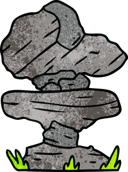 Bir insan tarafından çizilmiş gri kaya parçasının el çizimi karikatürü.