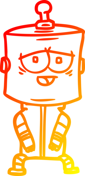 Bir insan tarafından çizilen çizgi film robotunun sıcak çizgi çizimi