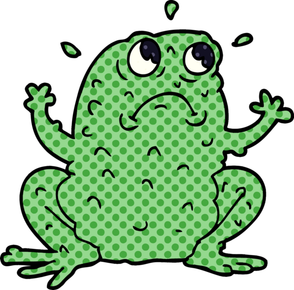 Çizgi film karakurbağası bir insan tarafından çizilmiş.