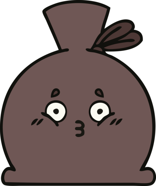 Bir insan tarafından çizilmiş şirin bir çuval karikatürü