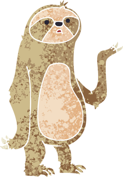 Retro illüstrasyon tarzı bir insan tarafından çizilmiş tuhaf çizgi film tembelliği.