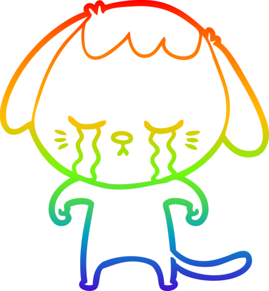 gökkuşağı gradyan çizgi çizimi bir insan tarafından çizilmiş ağlayan bir köpek