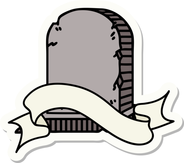 Bir insan tarafından çizilmiş mezar taşının pankartıyla dövme stili.