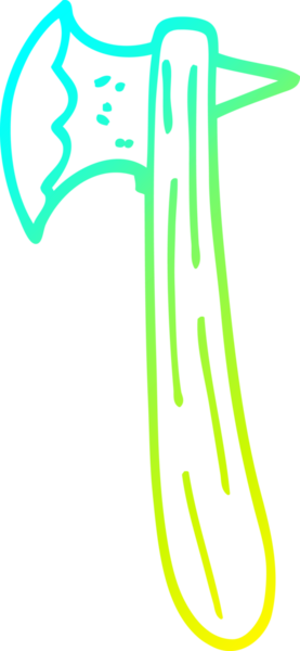 Bir insan tarafından çizilmiş eski bir baltanın soğuk eğimli çizgisi.