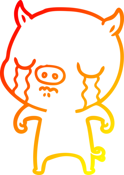 Bir insan tarafından çizilmiş, ağlayan bir domuzun sıcak çizgi çizimi.