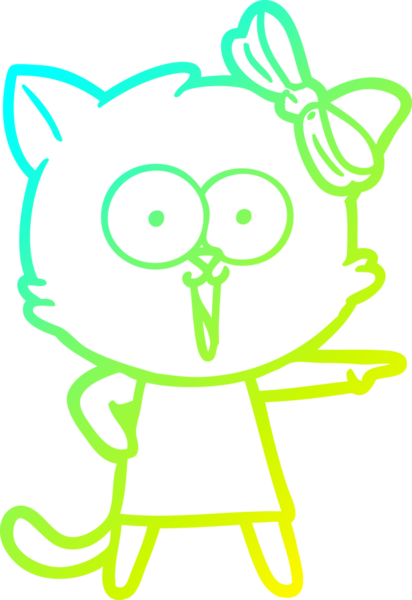 Bir insan tarafından çizilen çizgi film kedisinin soğuk gradyan çizgisi.