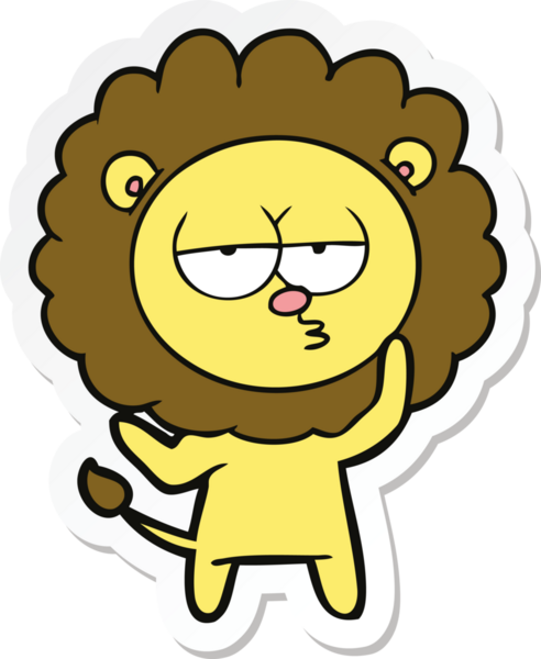 Bir insan tarafından çizilmiş yorgun bir aslanın çıkartması.