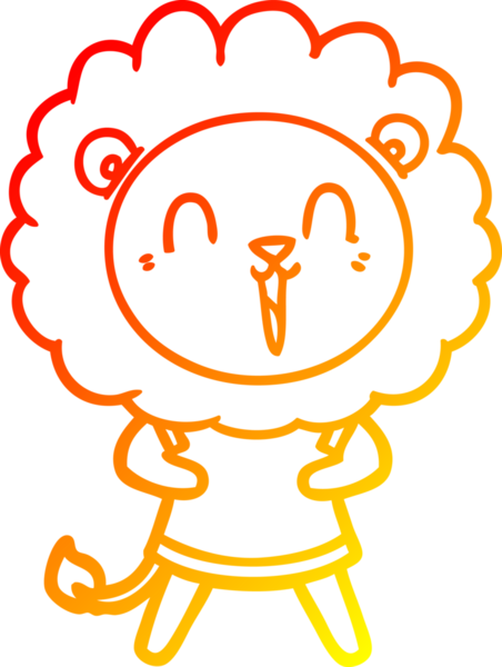 Bir insan tarafından çizilmiş gülen aslan karikatürü.