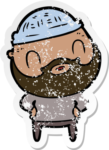 Bir insan tarafından çizilmiş sakallı bir adamın sıkıntılı çıkartması.