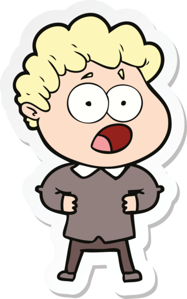 Bir insan tarafından çizilmiş, şaşırarak nefes nefese kalmış bir çizgi film karakterinin çıkartması.