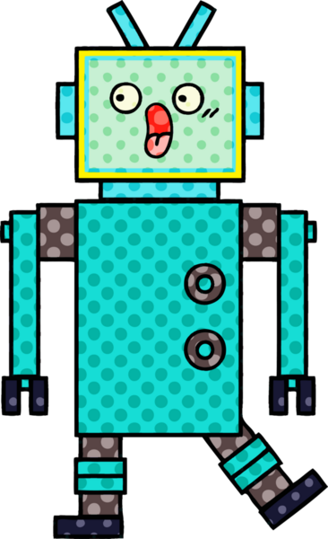 bir insan tarafından çizilmiş bir robotun çizgi roman tarzı