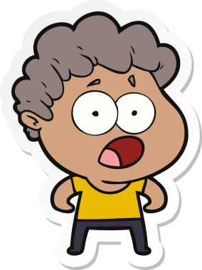 Bir insan tarafından çizilmiş, şaşırarak nefes nefese kalmış bir çizgi film karakterinin çıkartması.