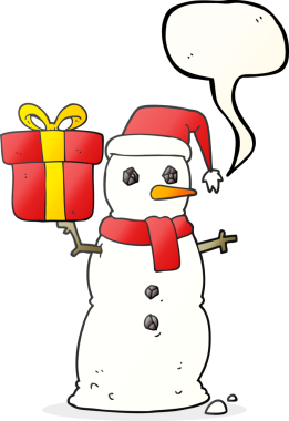 Bir insan tarafından çizilmiş serbest konuşma balonu kardan adam.